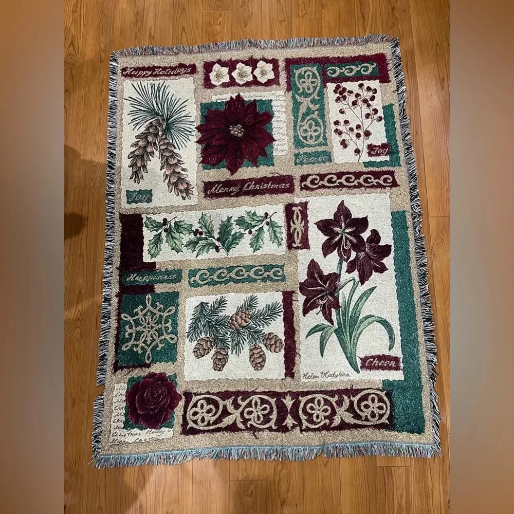 Pure Country Weavers Christmas Collage Ruth Levinson Cotton Throw Blanket 63x50